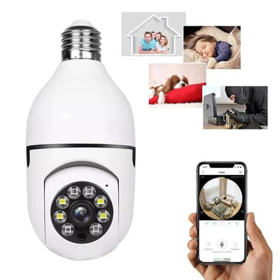"1080P HD WiFi Smart CCTV Camera – Home Security with Bulb Socket Design"