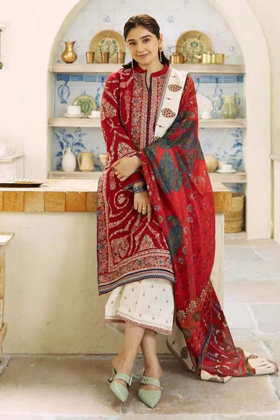 3 Pcs Women's Unstitched Dhanak Embroidered Suit