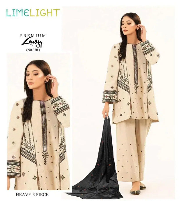 3 Pcs Women's Unstitched Lawn Embroidered Suit
