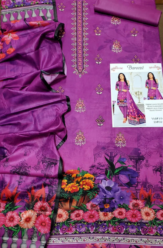 3 Pcs Women's Unstitched Embroidered Suit