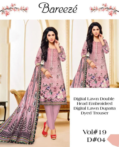3 Pcs Women's Unstitched Embroidered Suit