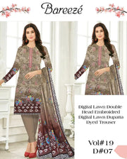 3 Pcs Women's Unstitched Embroidered Suit