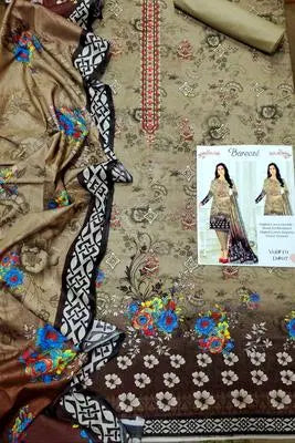 3 Pcs Women's Unstitched Embroidered Suit